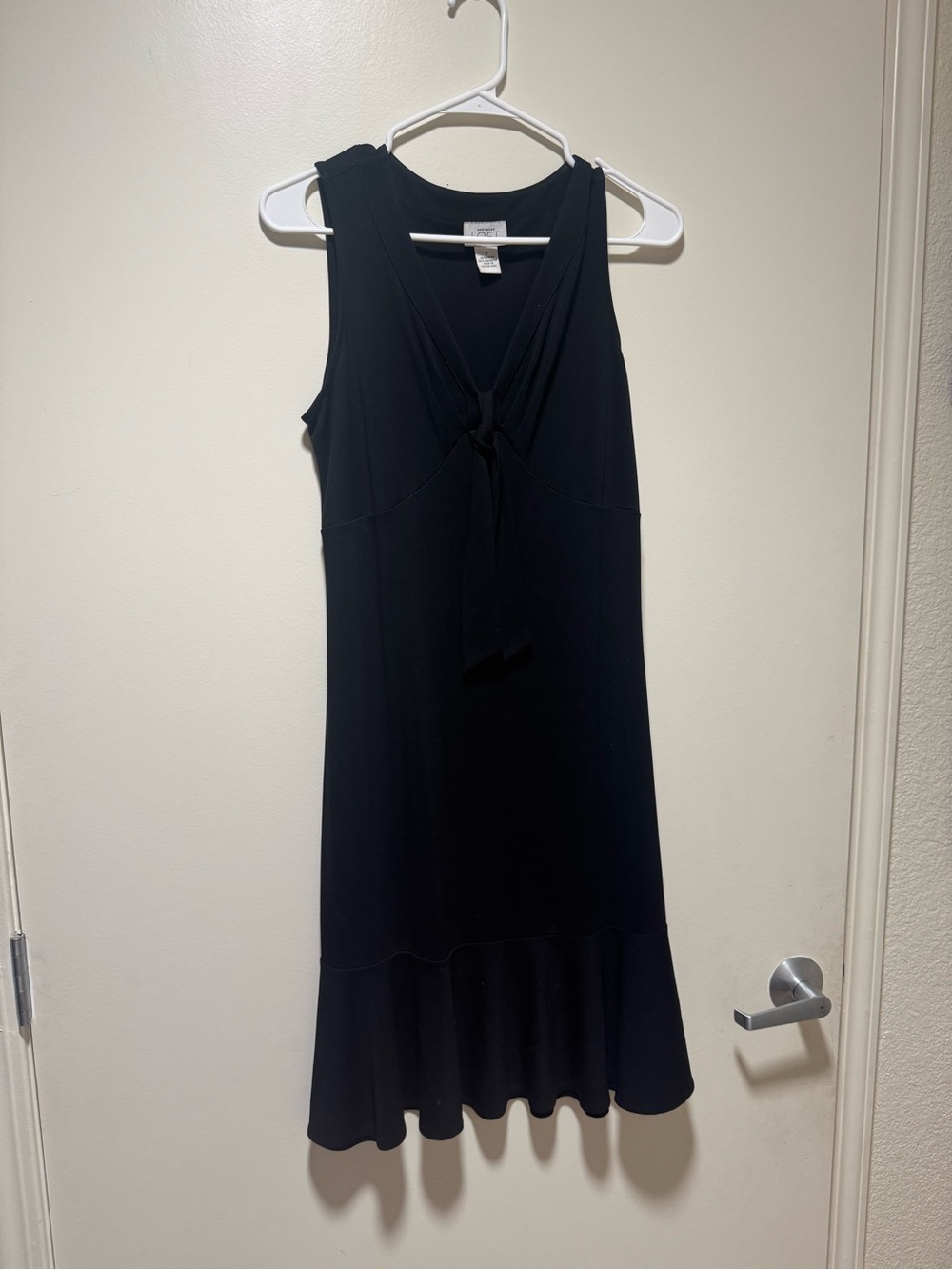 LOFT Black Sleeveless Midi Dress with Front Tie